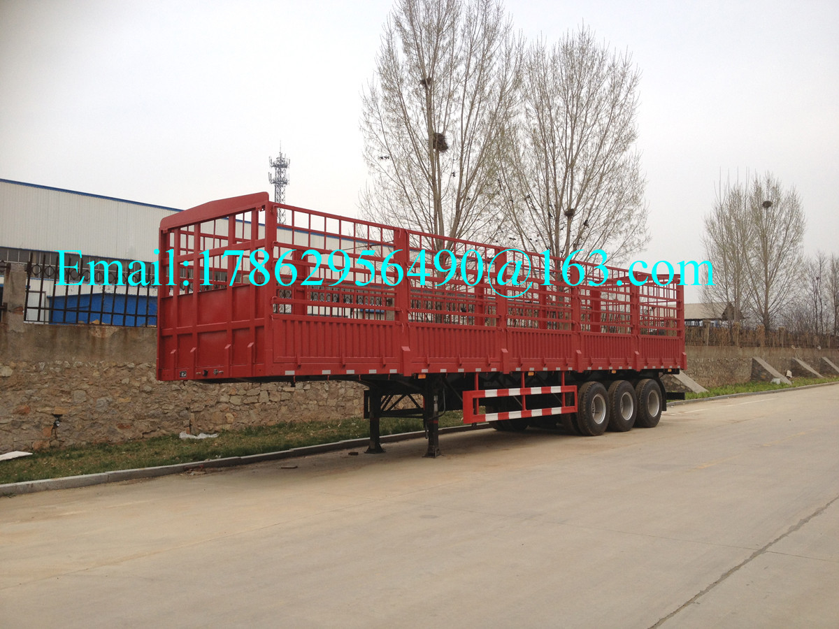 Caminhão resistente da cerca da parede alta dos reboques do transporte de carga da maioria semi de 60 toneladas