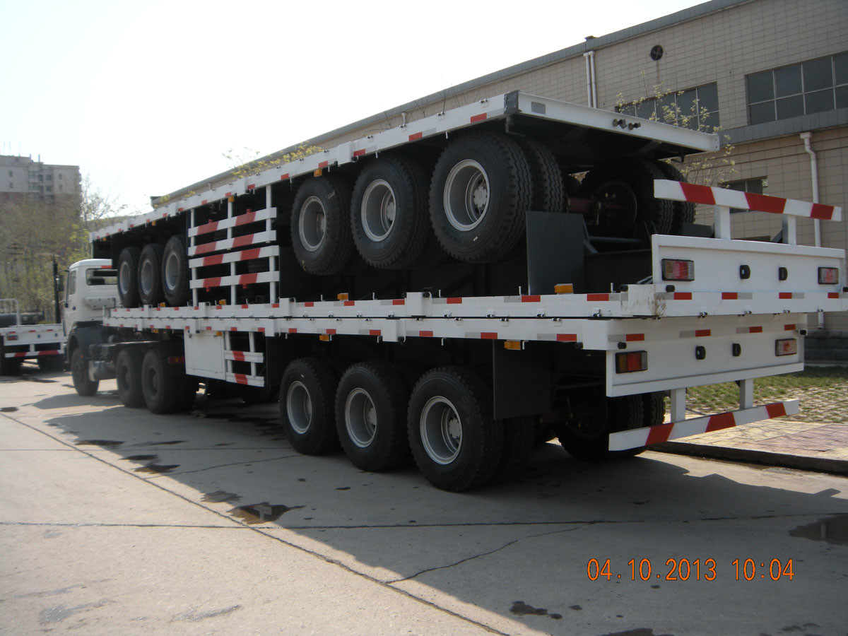 40ft caminhão resistente do leito de três reboques de Alxes semi com espessura superior de 14mm