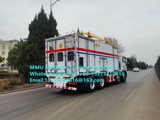 Caminhão de emulsão de mistura e carregamento no local HOWO 15T BCRH-15 de boa qualidade, caminhão de carregamento de explosivos a granel, serviço de detonação de mineração na Mongólia, Cazaquistão, Uzbequistão, Indonésia, Congo, RDC, Guiné, Tanzânia MMU