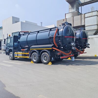 HOWO 15CBM Caminhão de sucção de esgotos a vácuo com roda motriz 6*4 e descarga hidráulica para limpeza de tanques sépticos