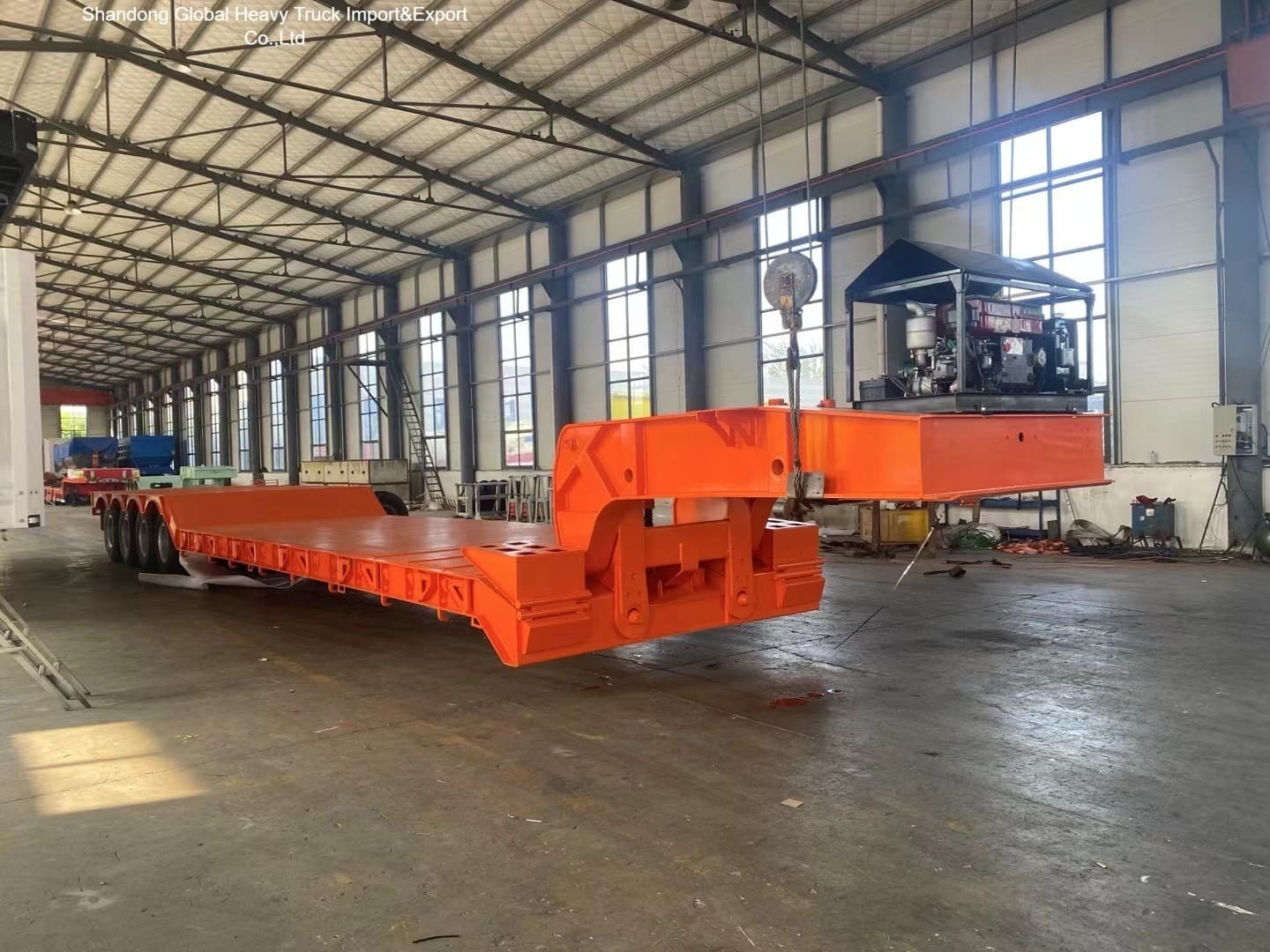 Semi-reboque de vedação de suspensão aérea de 4 eixos para transporte de contentores