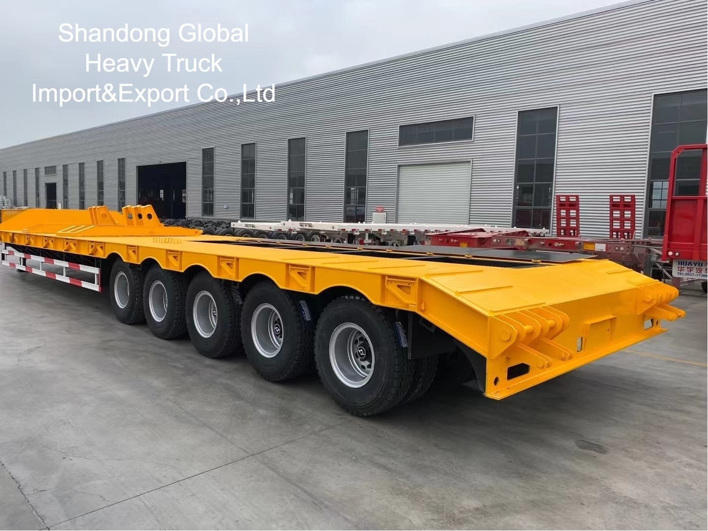 Q345B High-Tensile Steel Lowbed Semi Trailer with 60-100 Tons Loading Capacity and Customizable Length