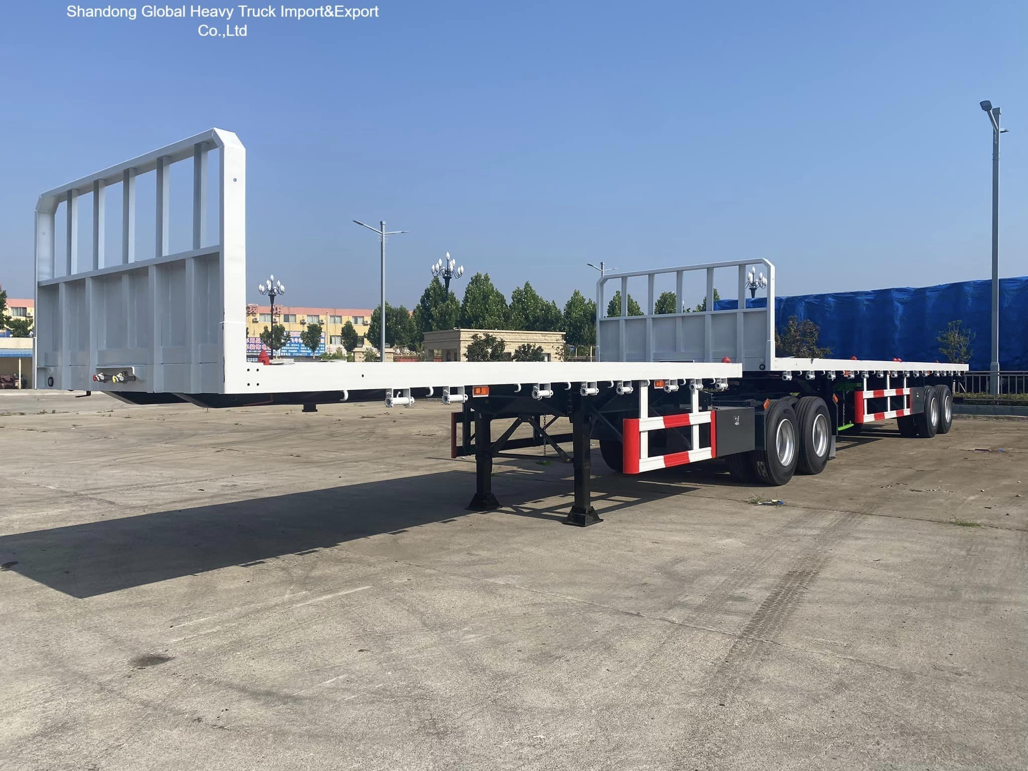 Semi-reboque de 3 eixos de baixo leito 40FT 60T pesado para construção